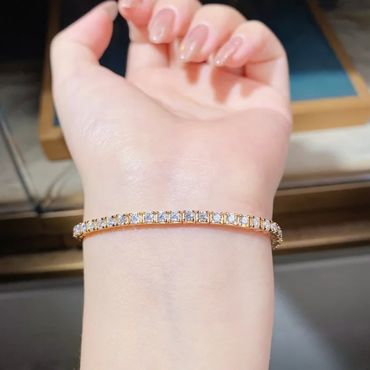 gold tennis bracelet 2mm stone