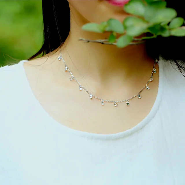 Silver white lily necklace