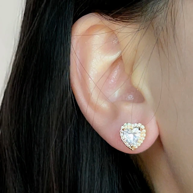 Gold heart studs cute tiny heart