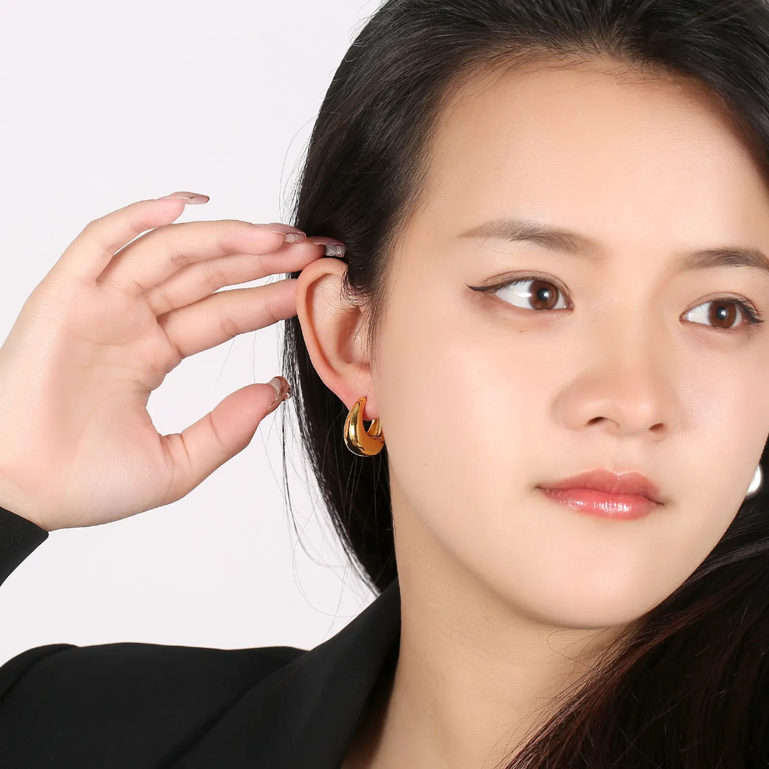 Thick small gold hoops
