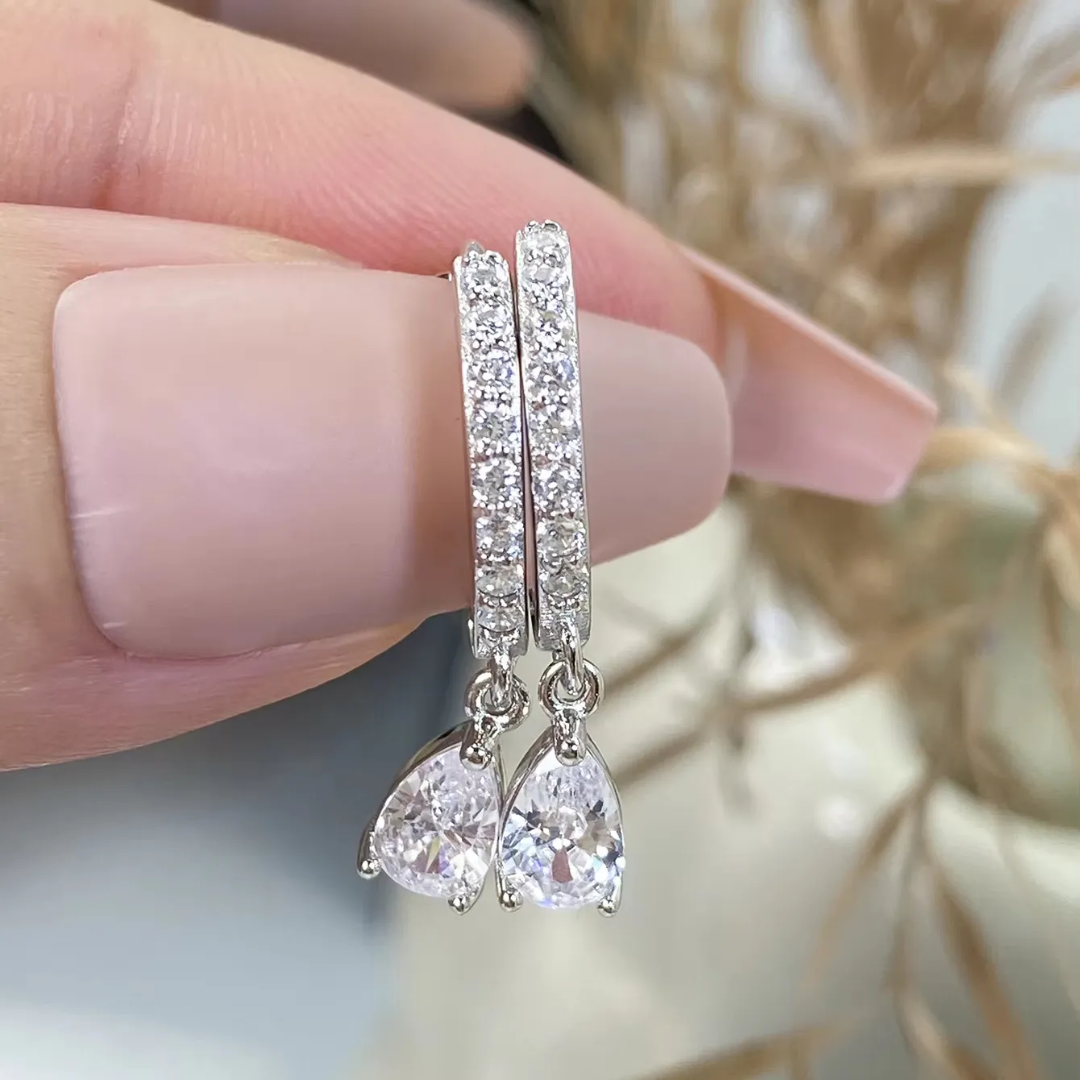 Rain drop earrings tiny size 3mm stone