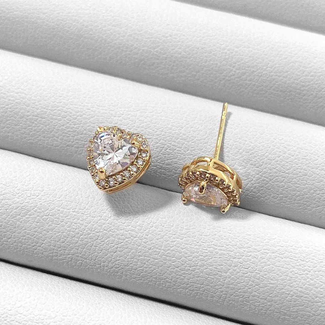 Gold heart studs cute tiny heart