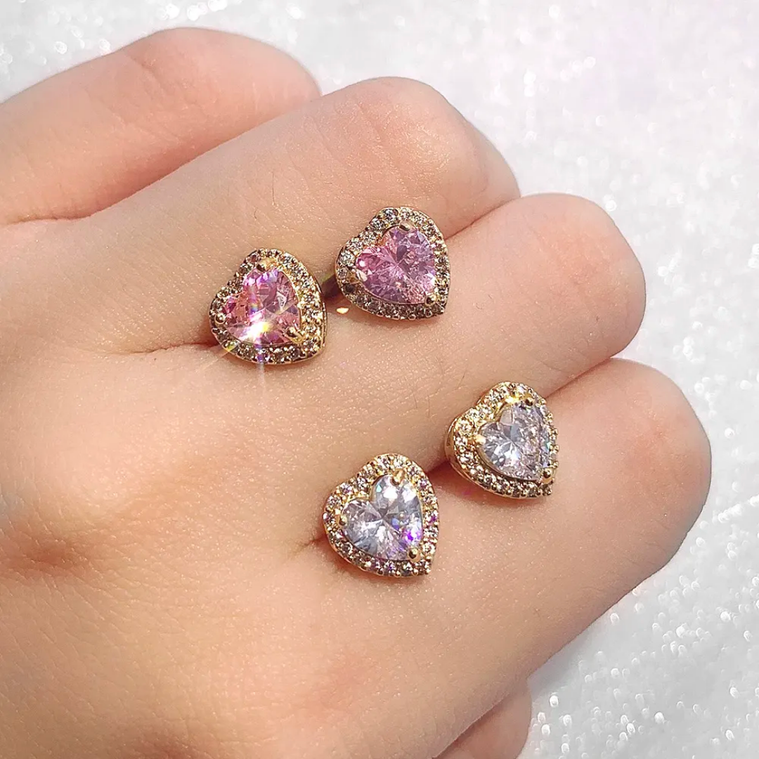 Gold heart studs cute tiny heart