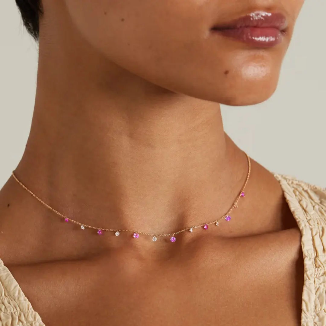 Pink diamond blossom necklace