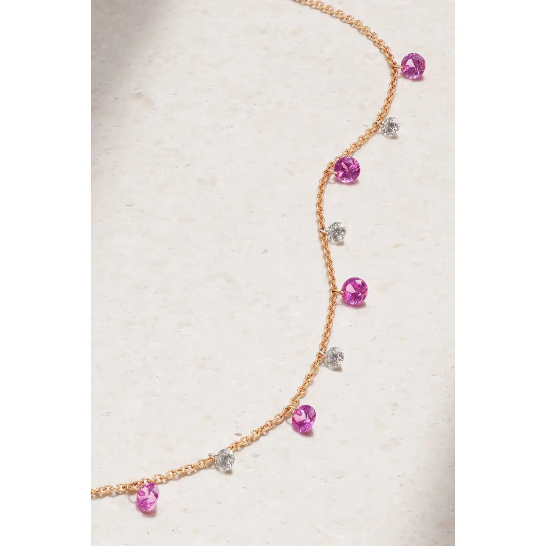 Pink diamond blossom necklace