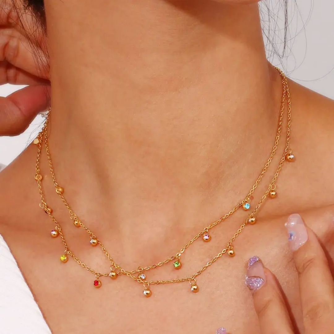 Premium Multi colour round dainty necklace best seller