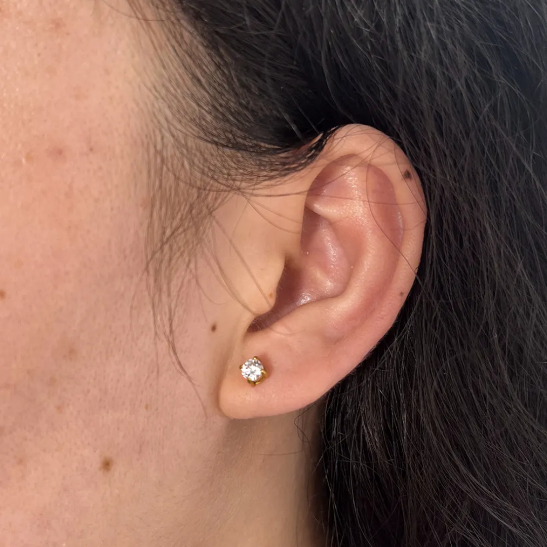 White tiny stud earing