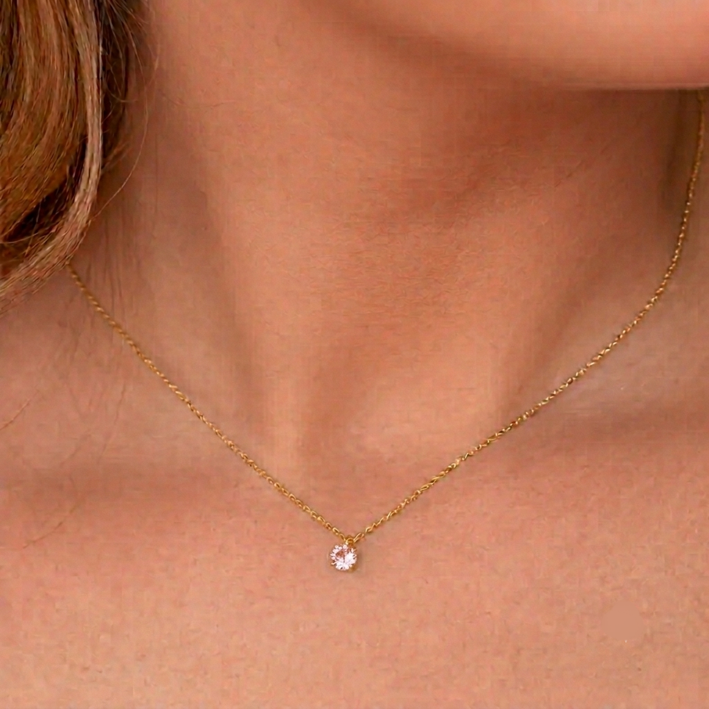 Baby pink tiny necklace daily wear