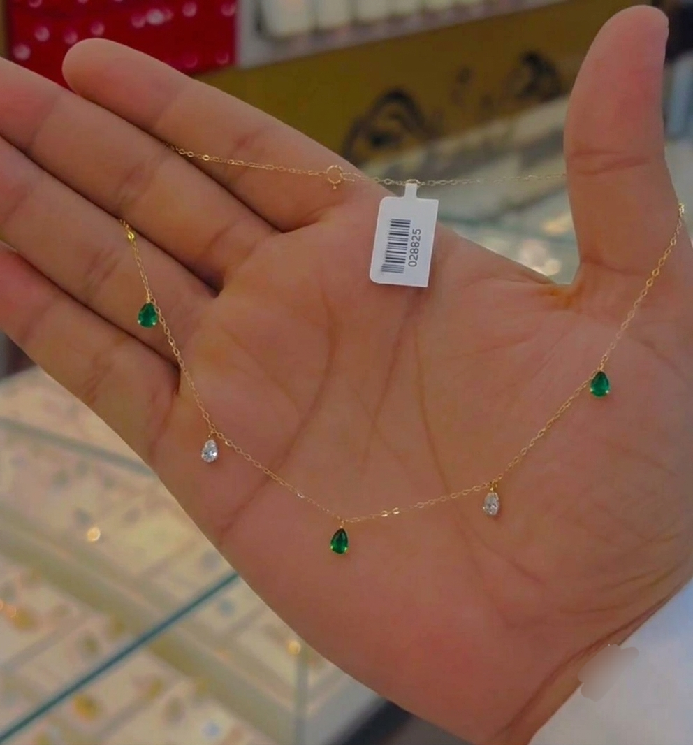 Sale on Emerald green due drop necklace. Top best seller
