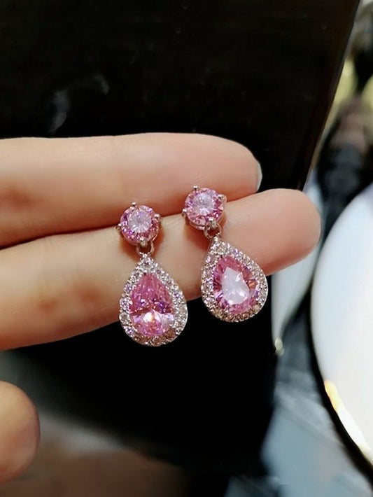 Baby pink drop earings gold colour
