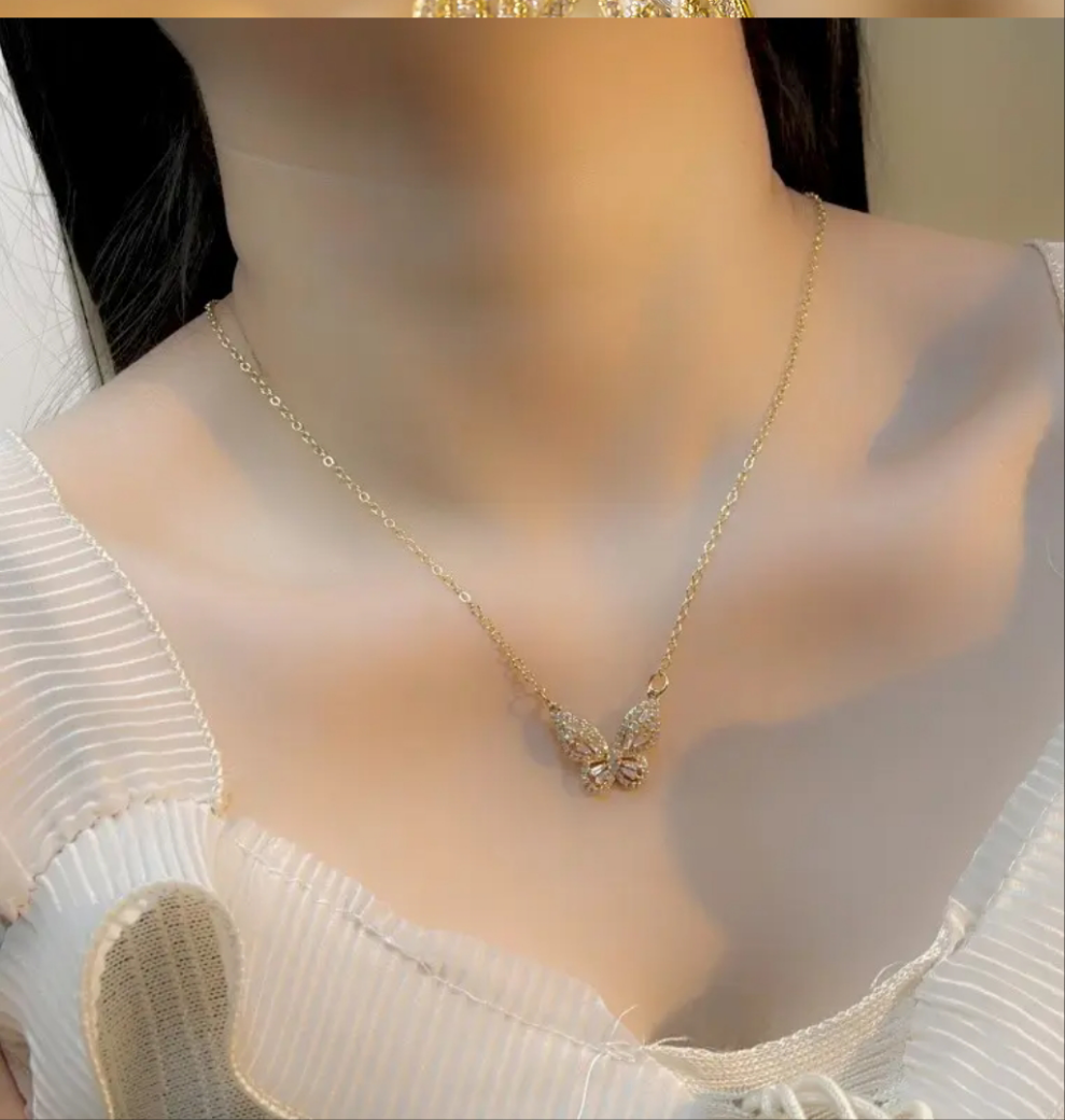 Gold medium size butterfly necklace