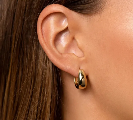 Thick small gold hoops