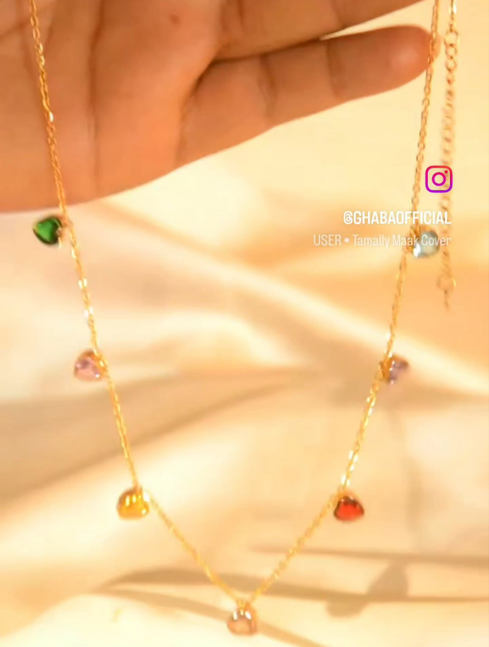 Jasmine multi heart necklace gold colour