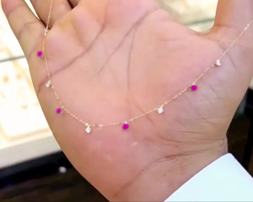 Best seller . Elegant Ruby tiny charms necklace