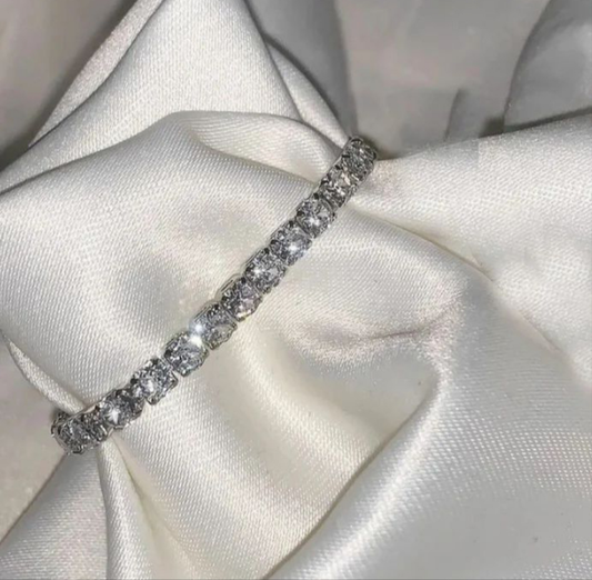 Silver diamond tennis bracelet 4mm stone 19cm length