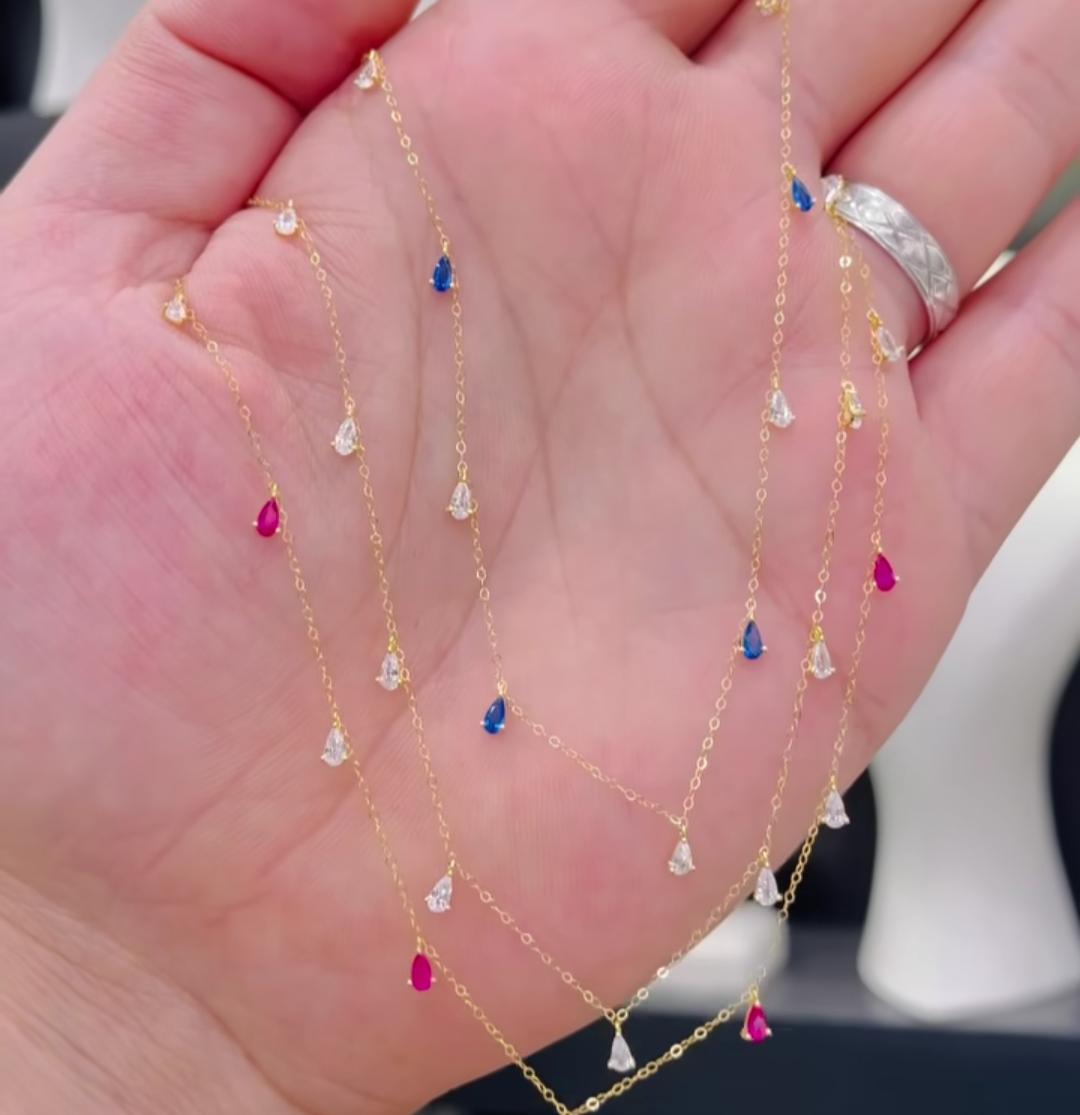 Elegant blue due drop necklace