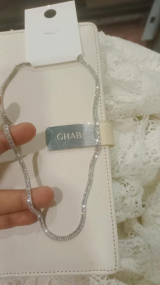 Crystal tennis necklace silver