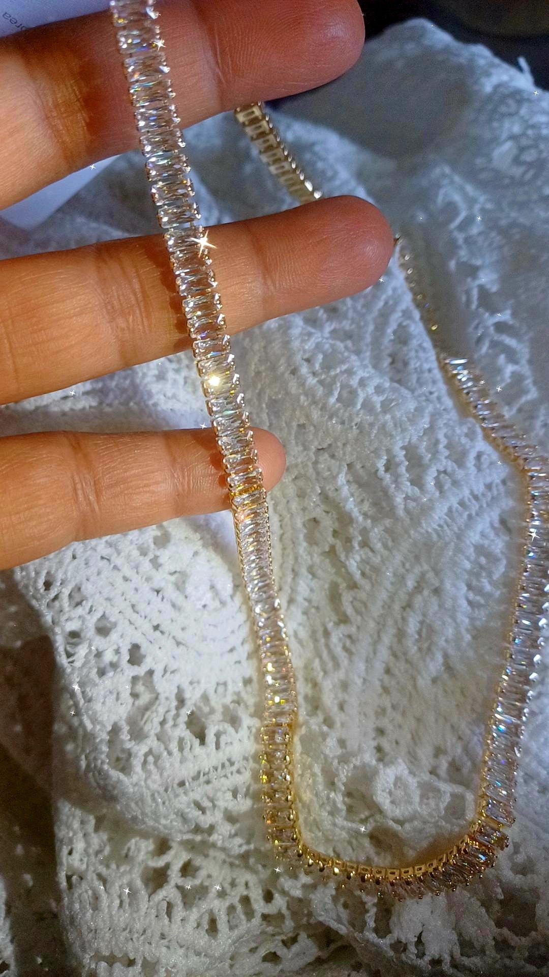 Luxury gold Crystal diamond tennis necklace