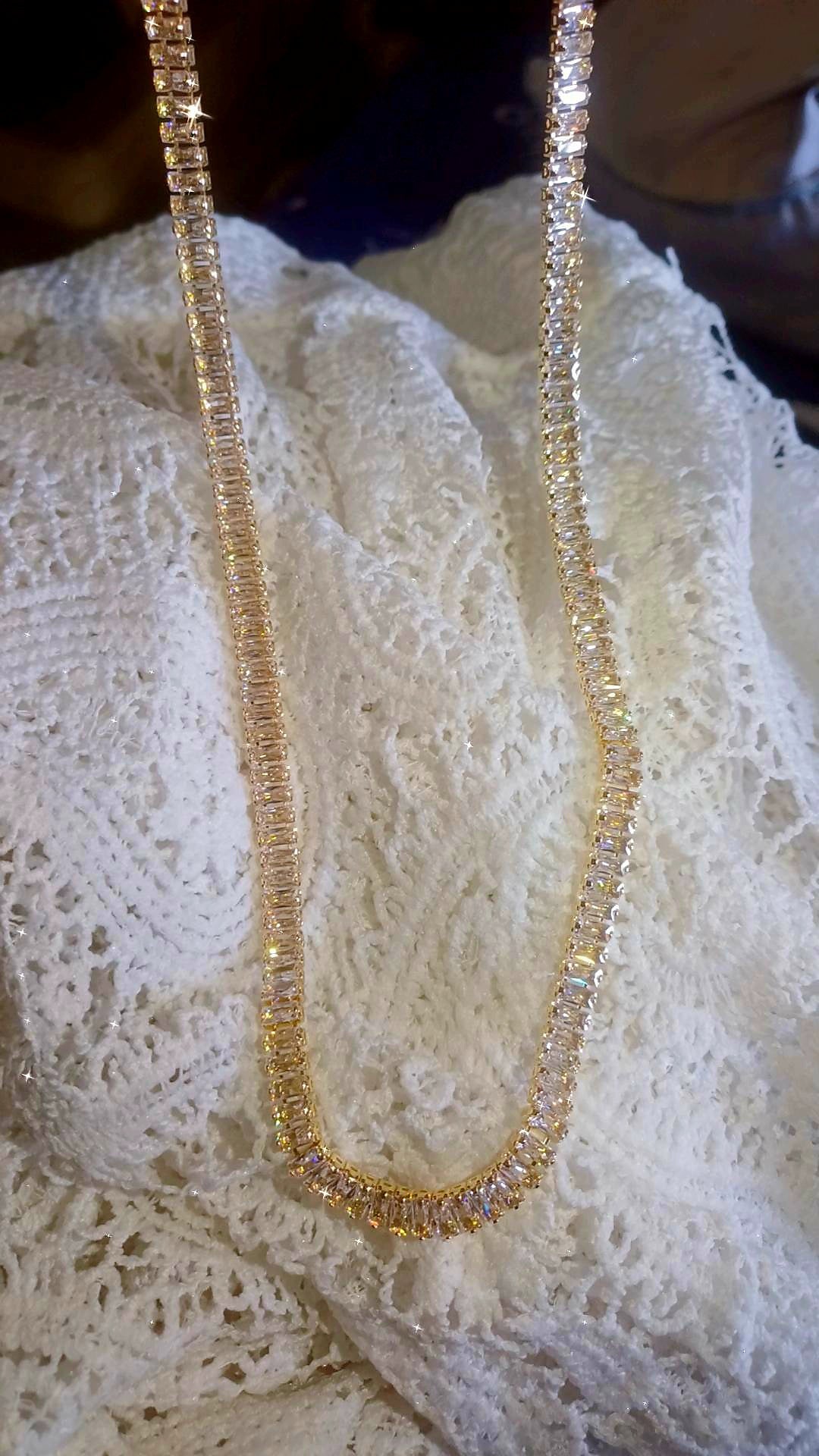 Luxury gold Crystal diamond tennis necklace