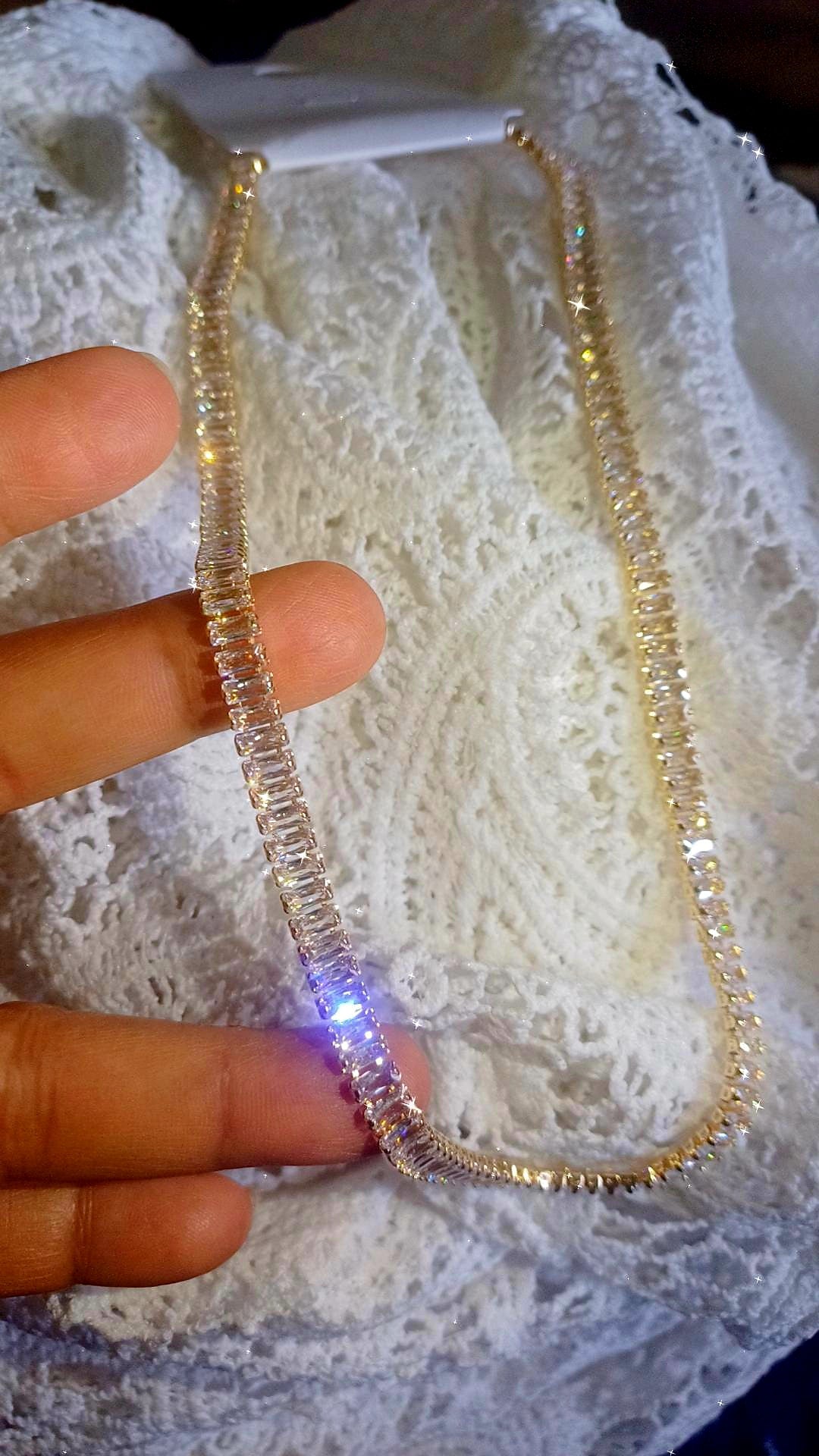 Luxury gold Crystal diamond tennis necklace