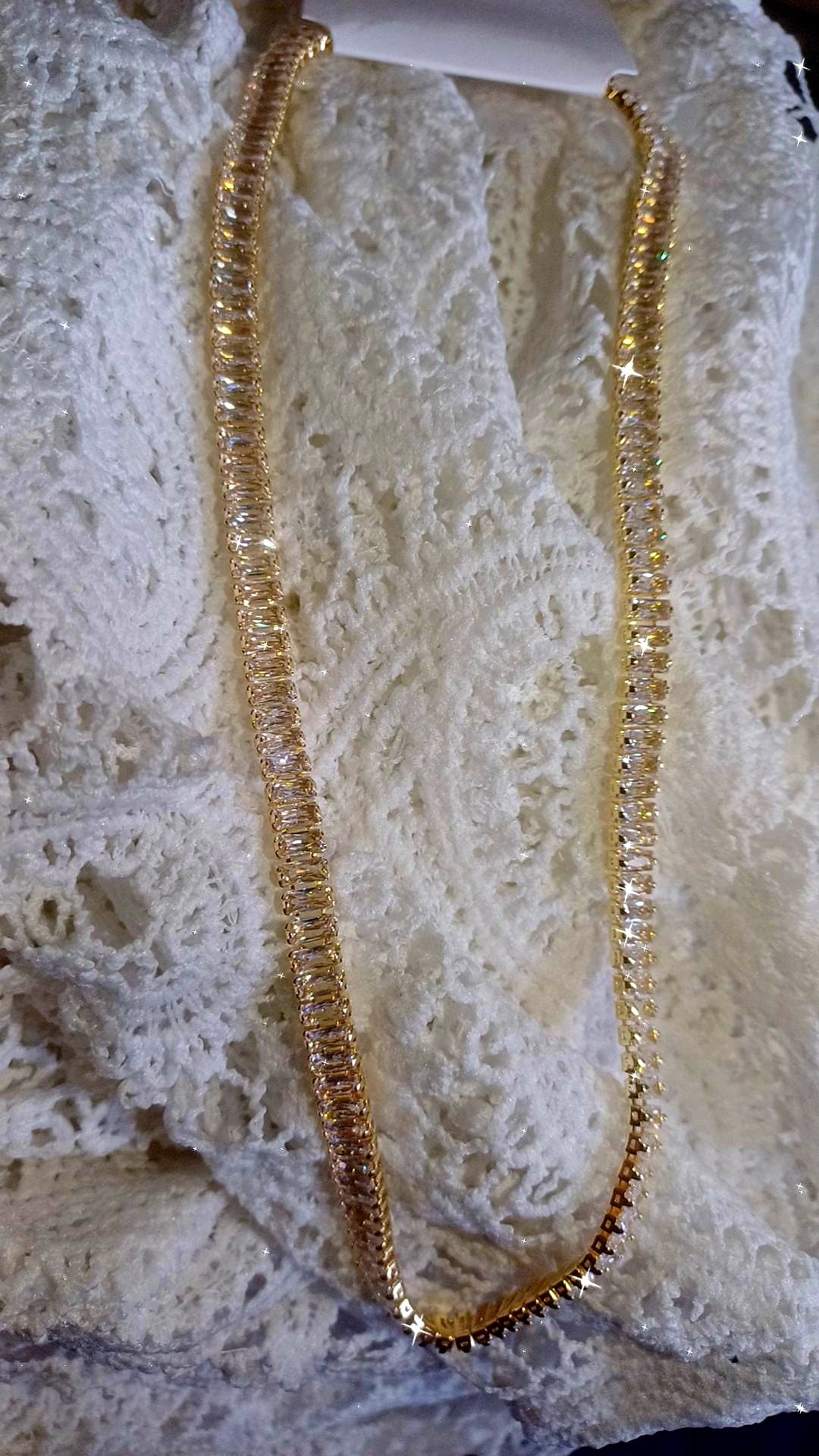 Luxury gold Crystal diamond tennis necklace