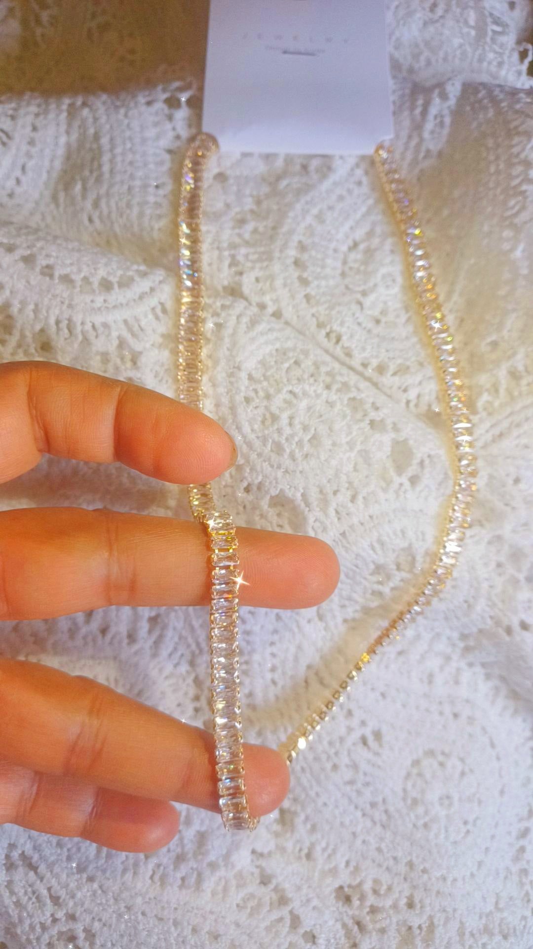 Luxury gold Crystal diamond tennis necklace
