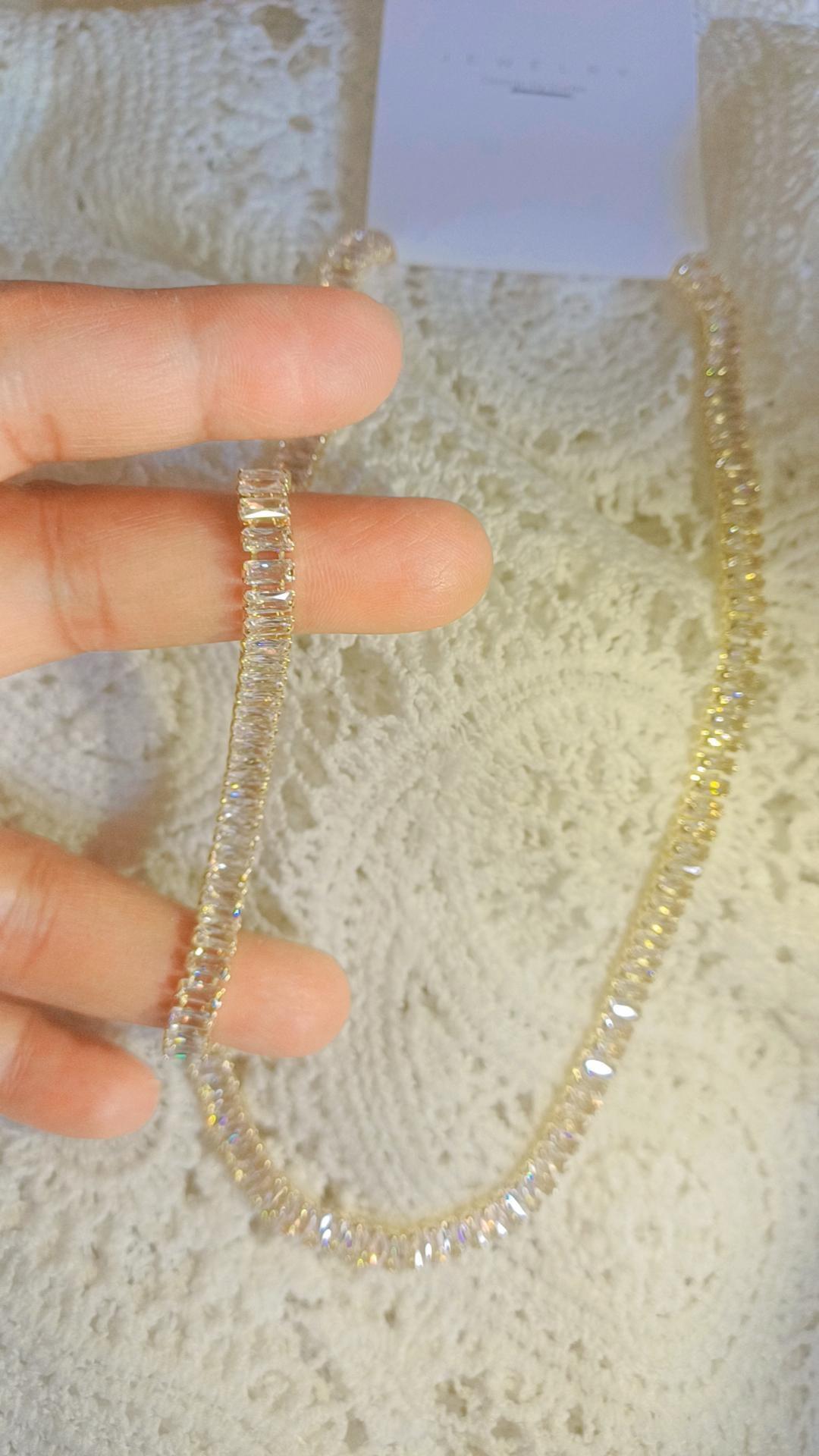 Luxury gold Crystal diamond tennis necklace