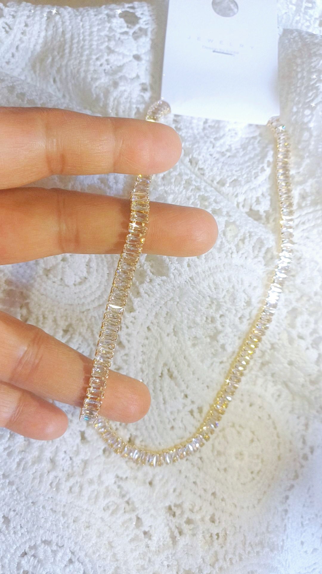Luxury gold Crystal diamond tennis necklace
