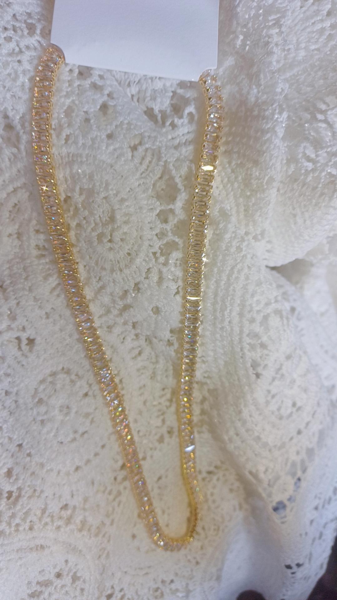 Luxury gold Crystal diamond tennis necklace