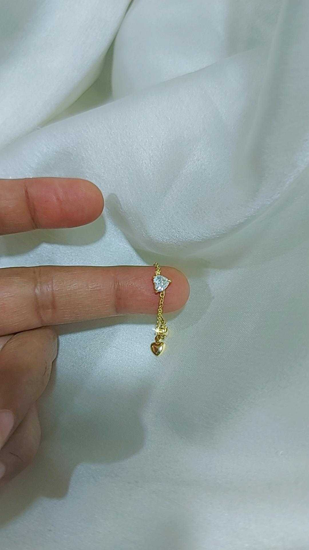 White princess heart chain ring adjustable