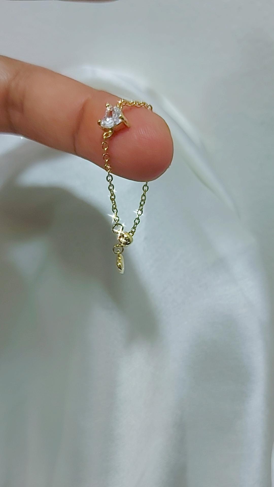 White princess heart chain ring adjustable