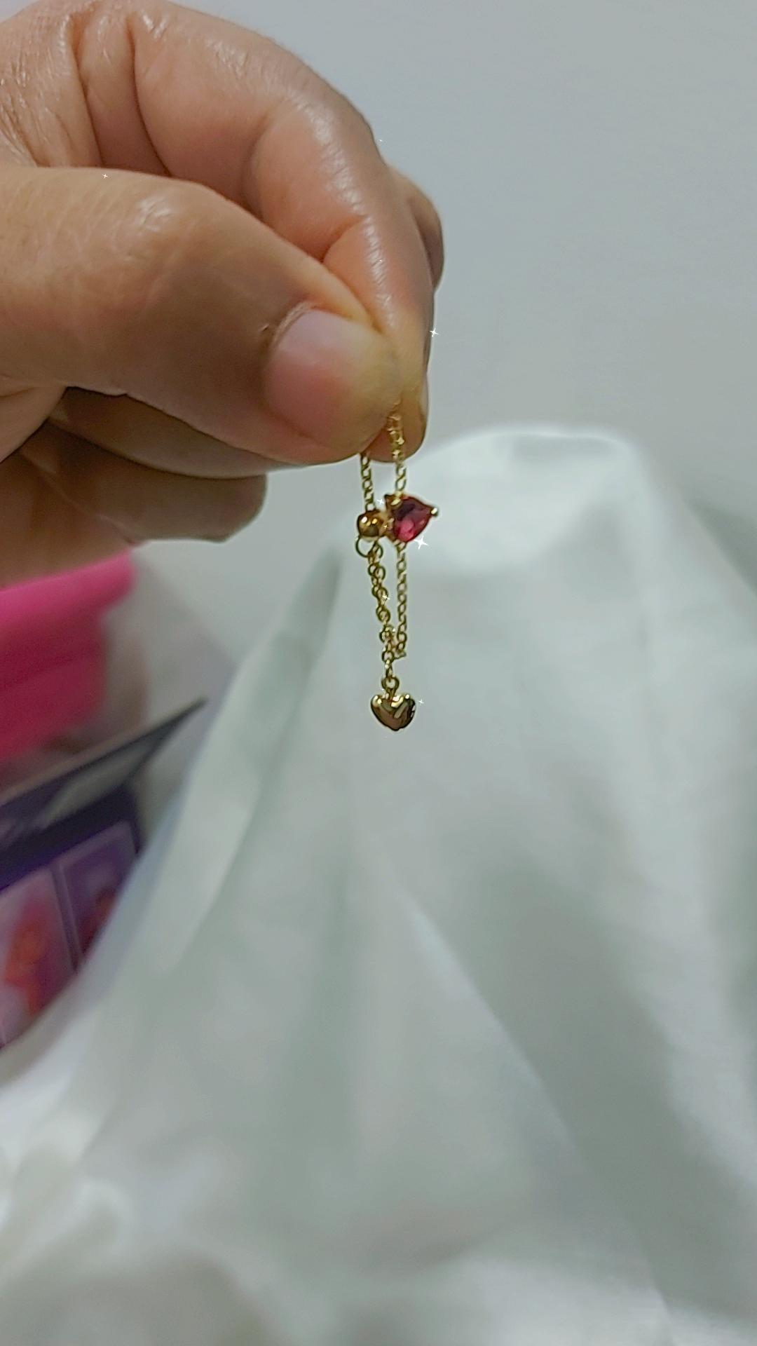 Red wine heart chain rings adustable