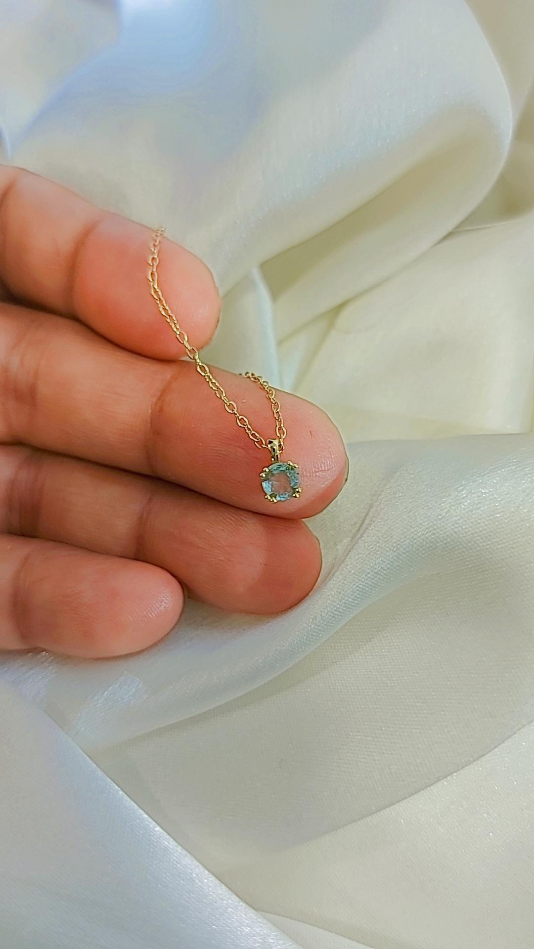 Marine blue tiny square necklace