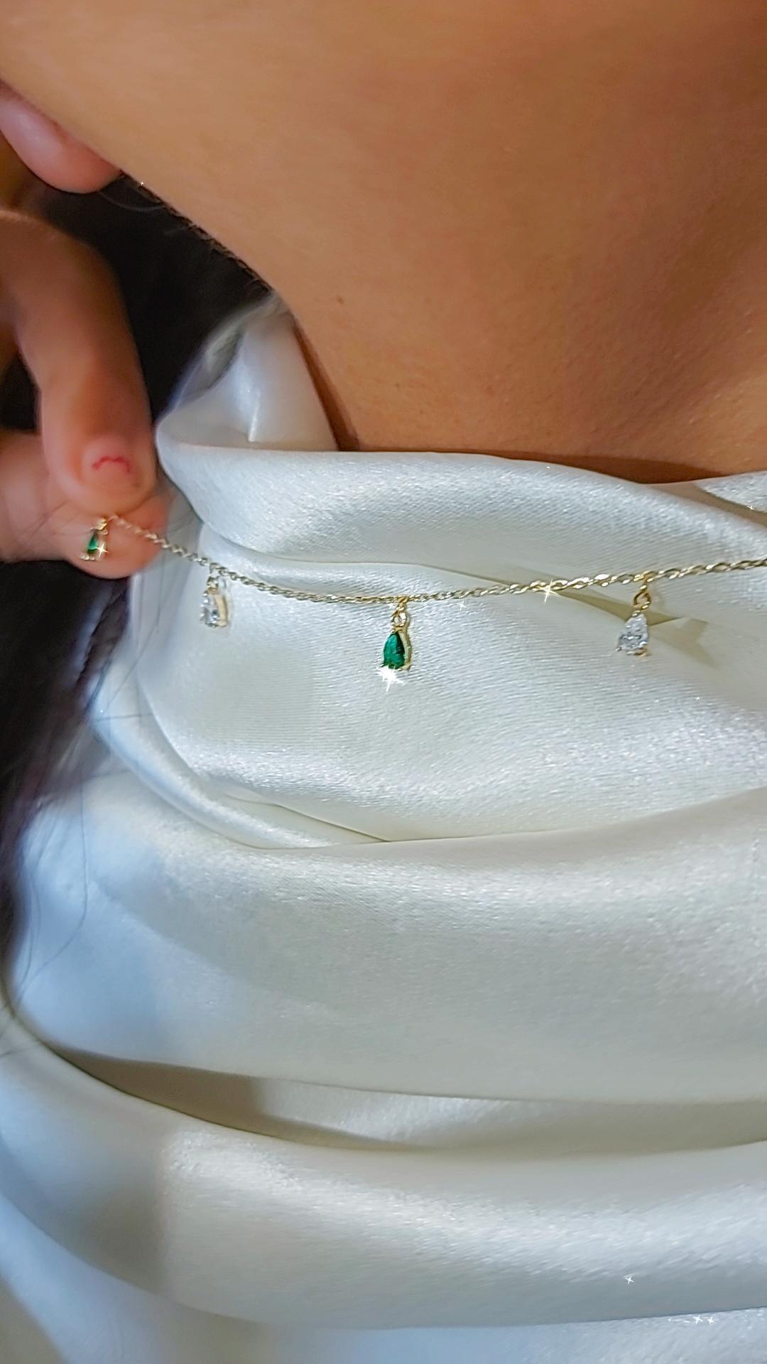 Emerald green due drop necklace. Top best seller