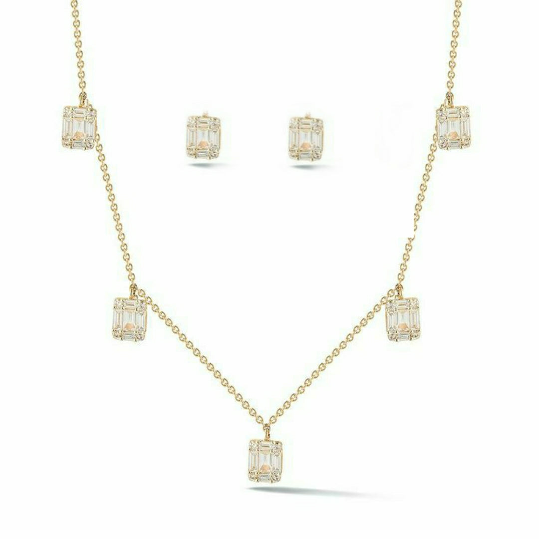 Gold Lux necklace set. With earing