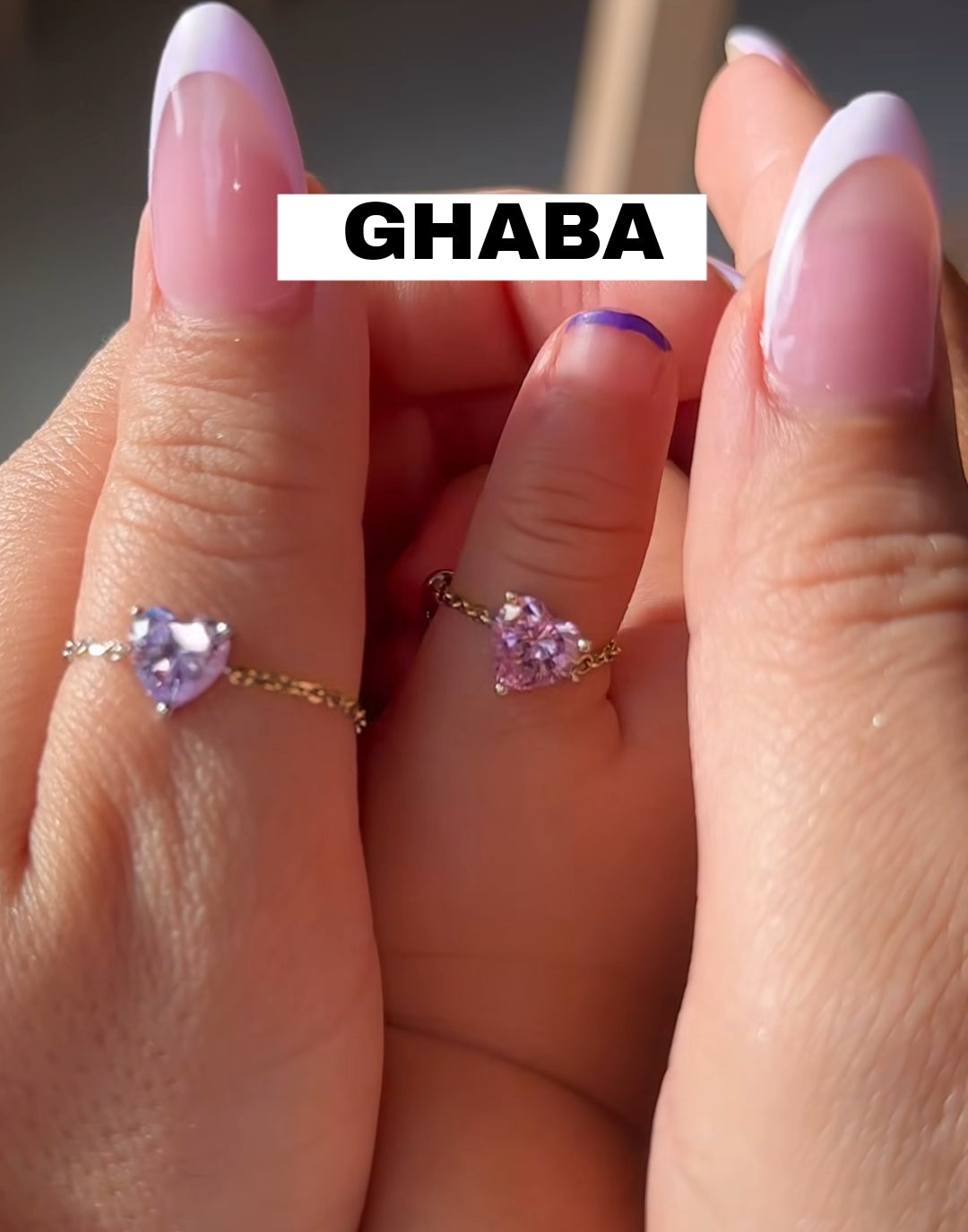 Baby pink adjustable heart chain rings single piece