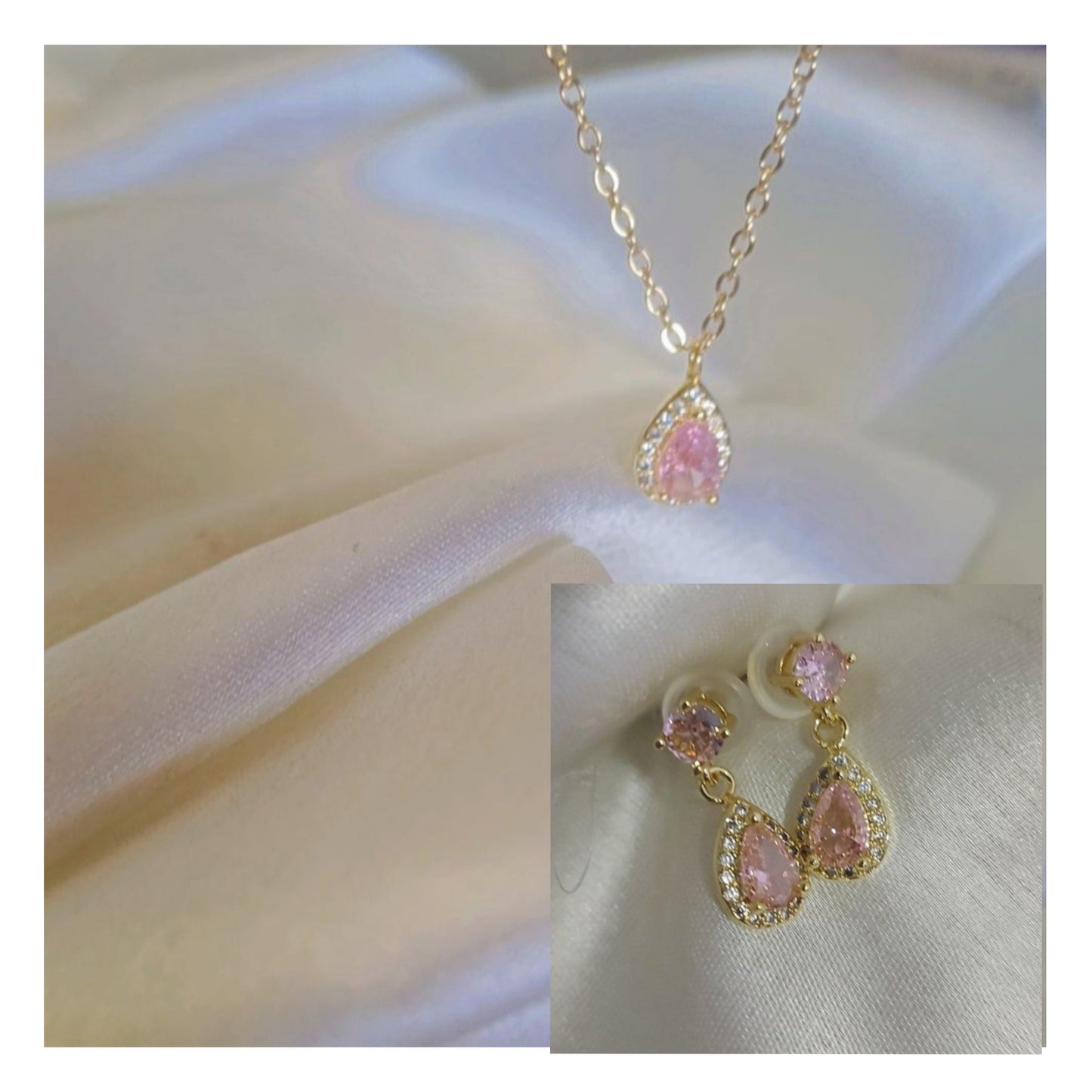 Baby pink gold drop earings
