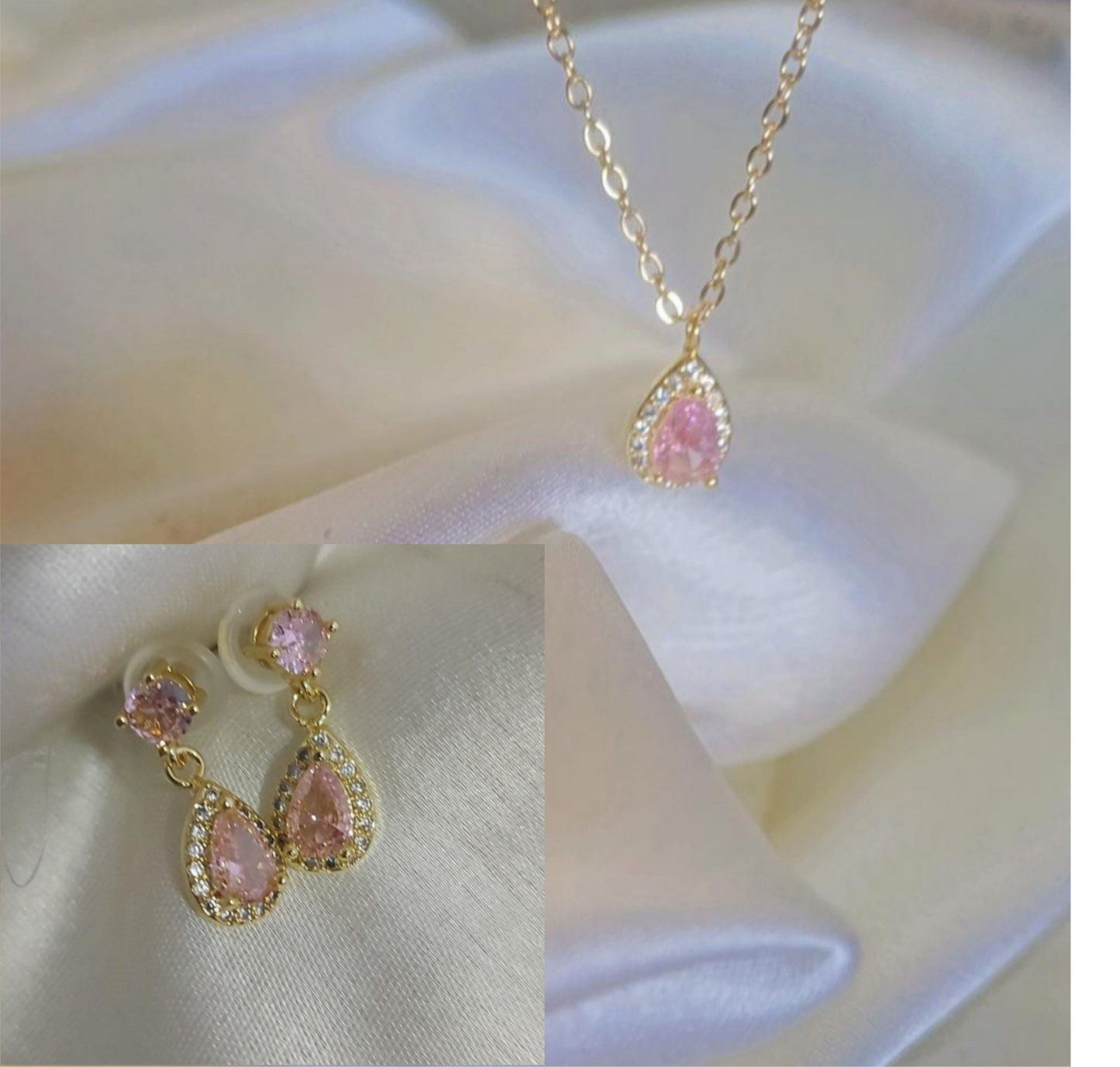 Baby pink gold drop earings