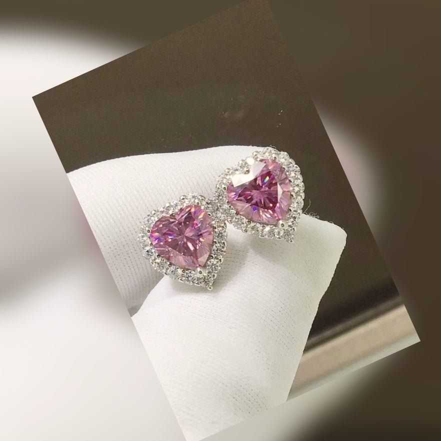 Gold light pink crystal earrings