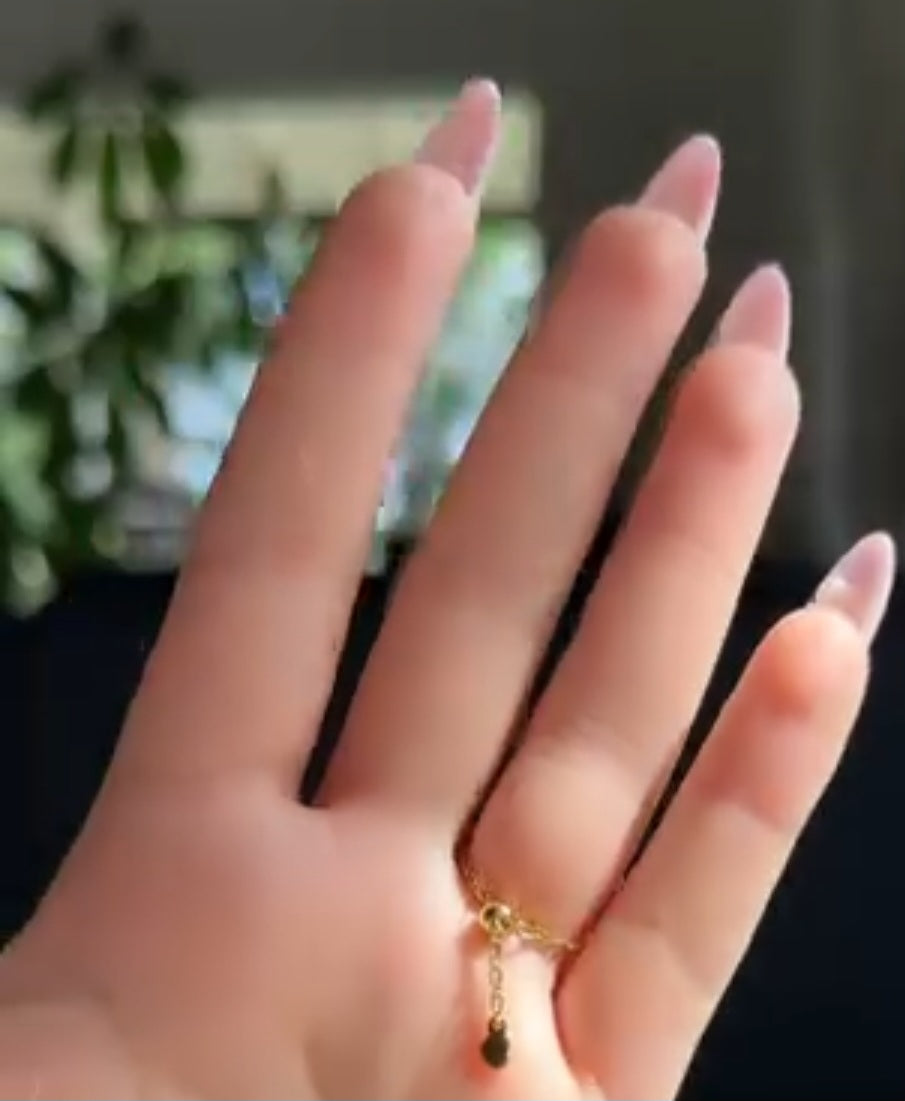 Baby pink adjustable heart chain rings single piece