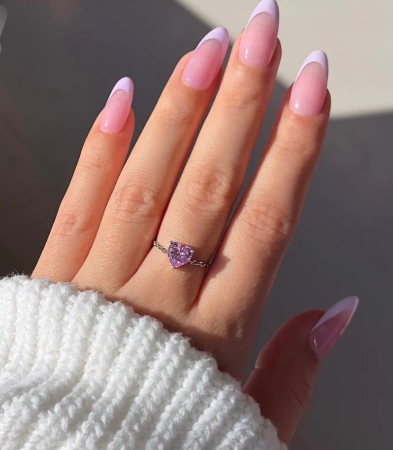 Baby pink adjustable heart chain rings single piece