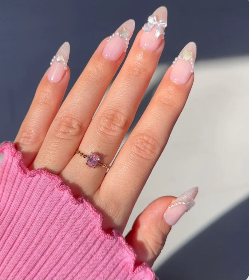 Baby pink adjustable oval chain ring