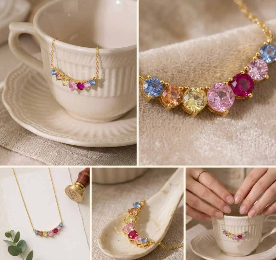 Sale on Multi colour date night necklace. Stone 2mm.tiny.