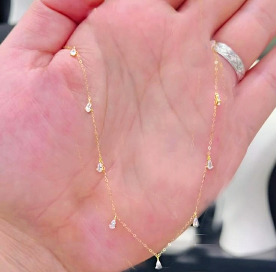 Elegant class white due drop necklace