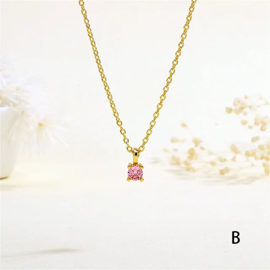 Baby pink tiny square necklace