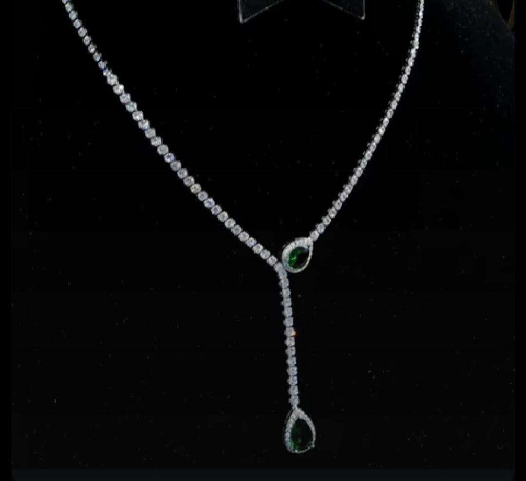 luxury premium emerald diamond drop necklace