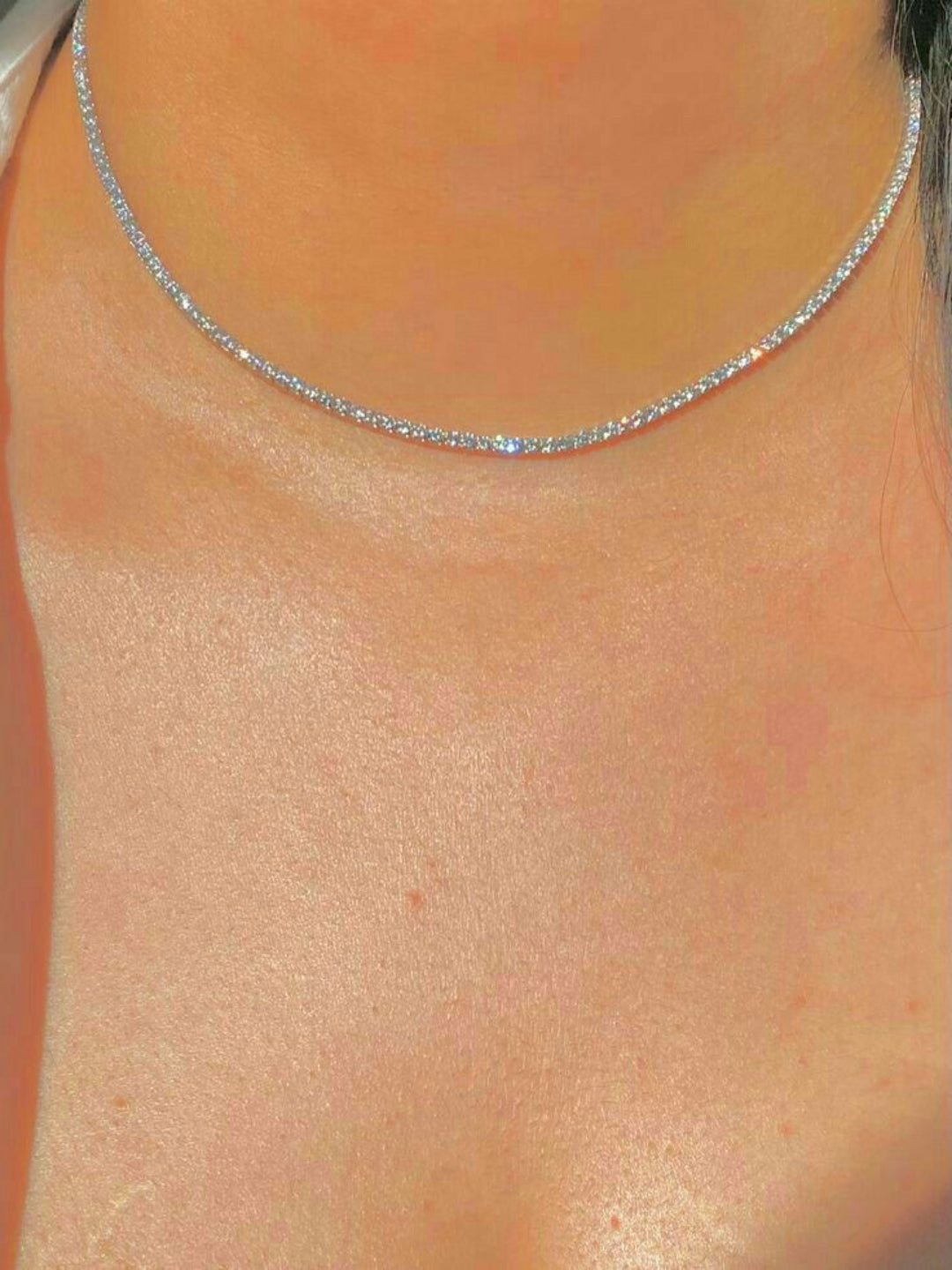 Gold fine tennis necklace