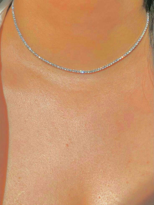 Gold fine tennis necklace