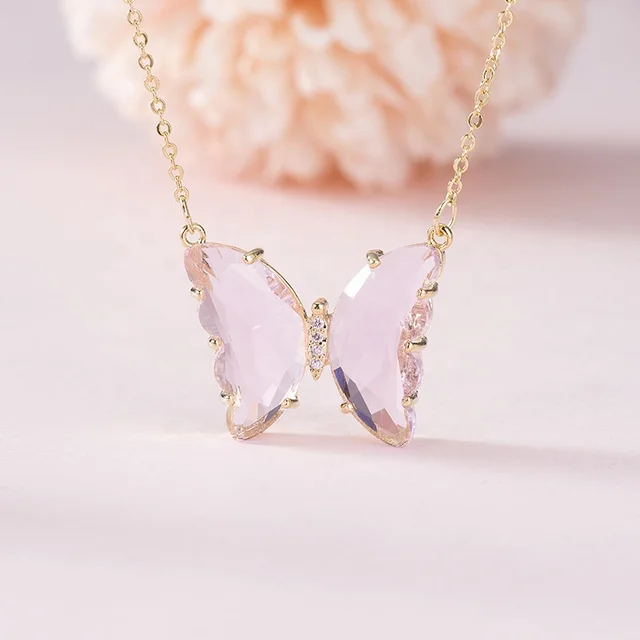 Lavender butterfly necklace