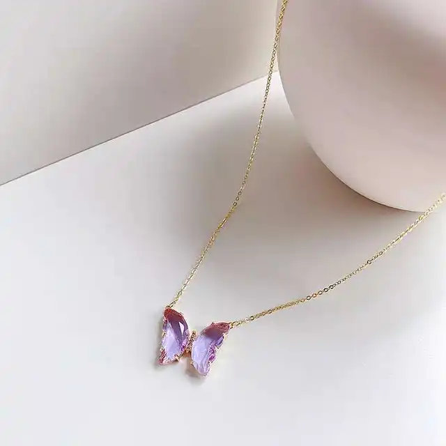 Lavender butterfly necklace